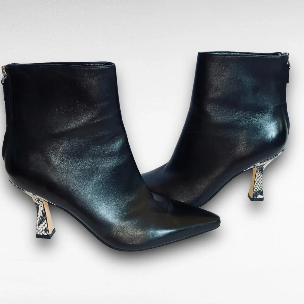 Marc Fisher LTD. Hint Booties Leather Snakeskin Heel SZ 7 - Picture 3 of 11